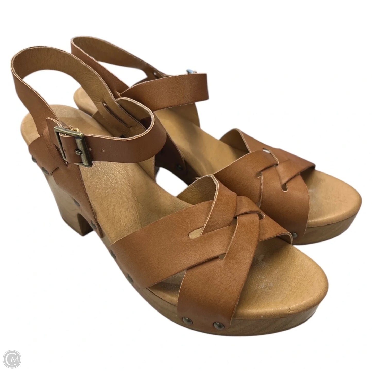Sandals Heels Block By Korks In Tan, Size: 9
