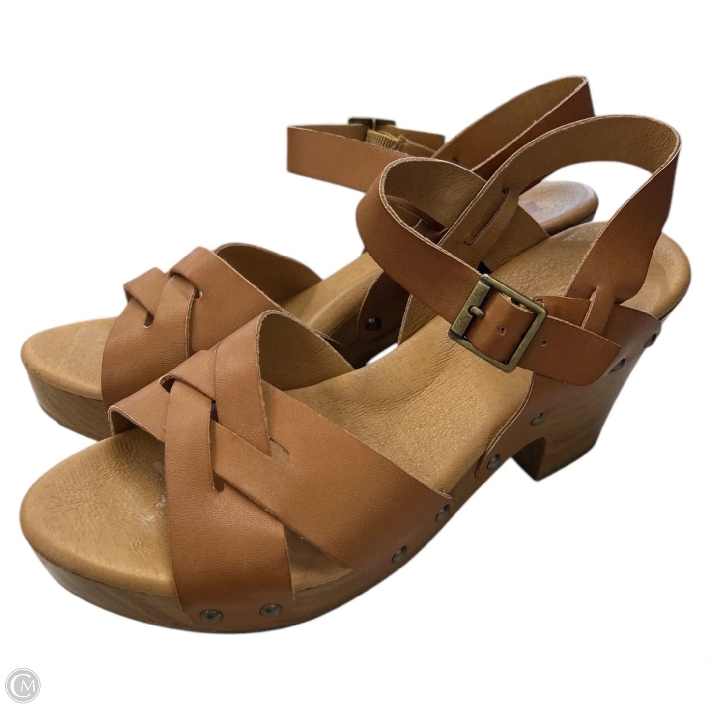 Sandals Heels Block By Korks In Tan, Size: 9