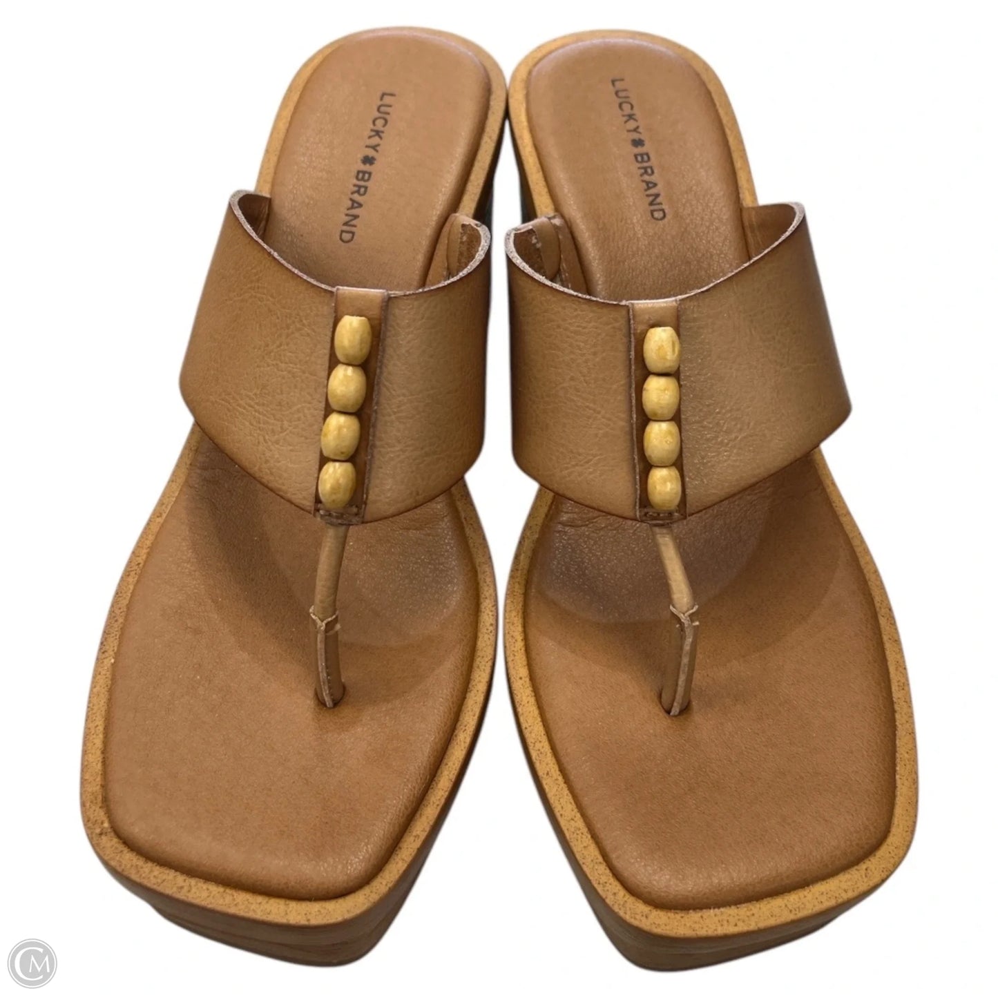 Sandals Heels Platform By Lucky Brand In Tan, Size: 8.5