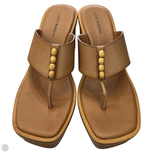 Sandals Heels Platform By Lucky Brand In Tan, Size: 8.5