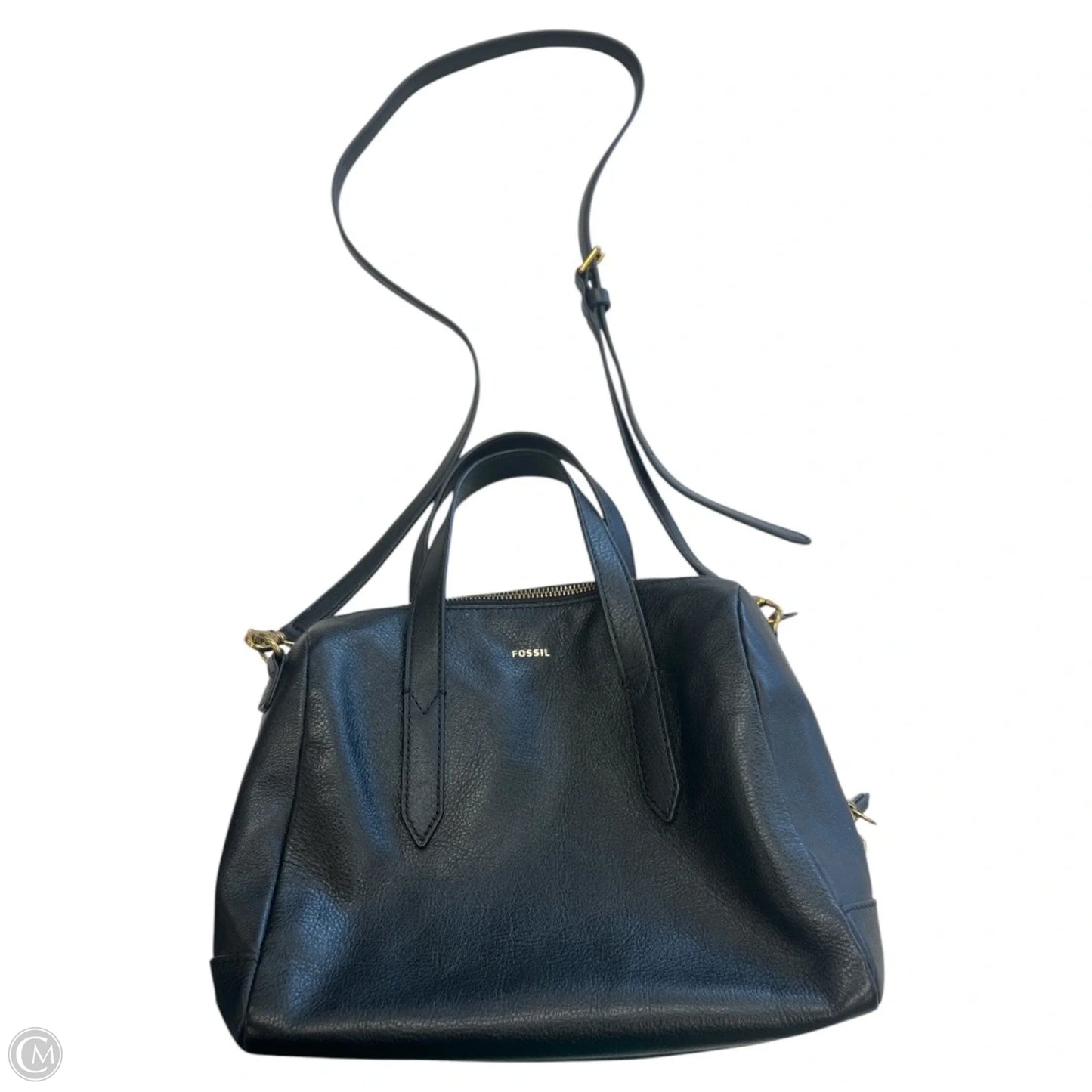 Handbag Leather By Fossil, Size: Medium