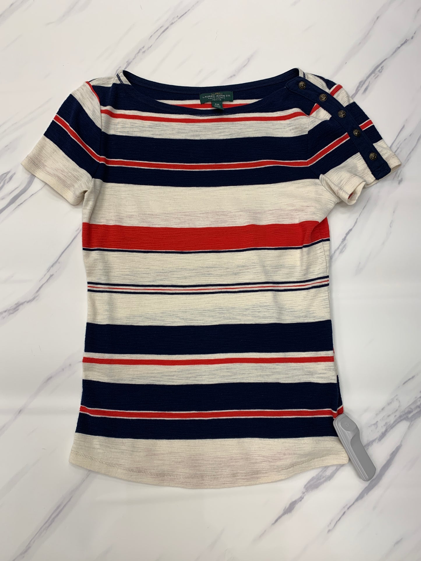 Top Short Sleeve By Ralph Lauren In Striped Pattern, Size: Petite Xs