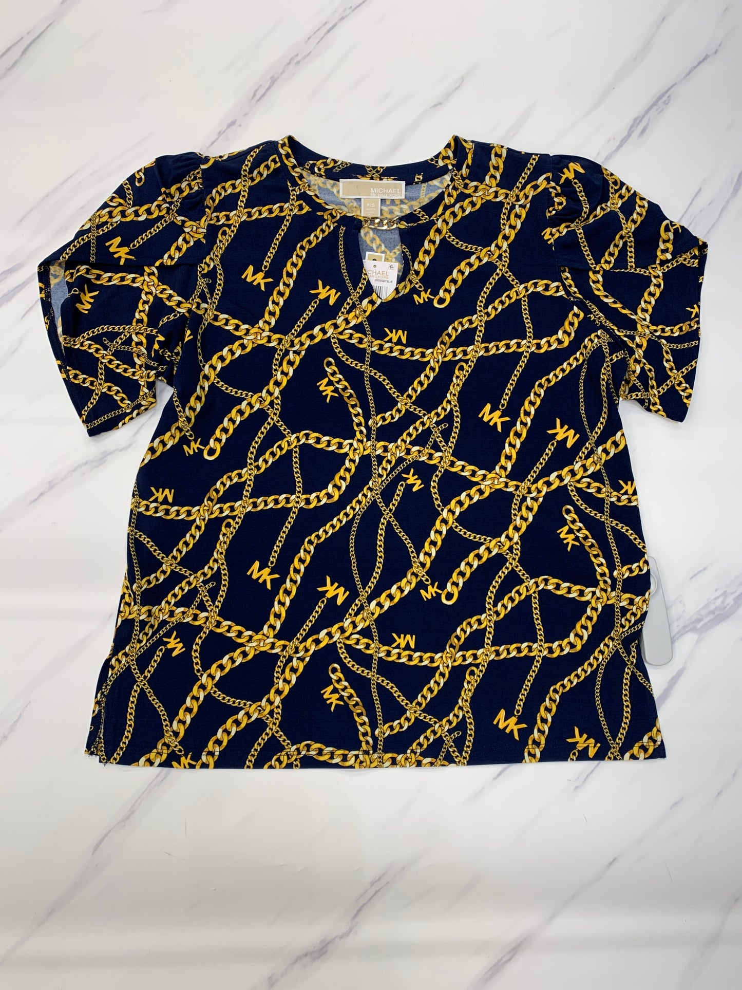Top Short Sleeve Designer By Michael By Michael Kors In Blue, Size: Petite S