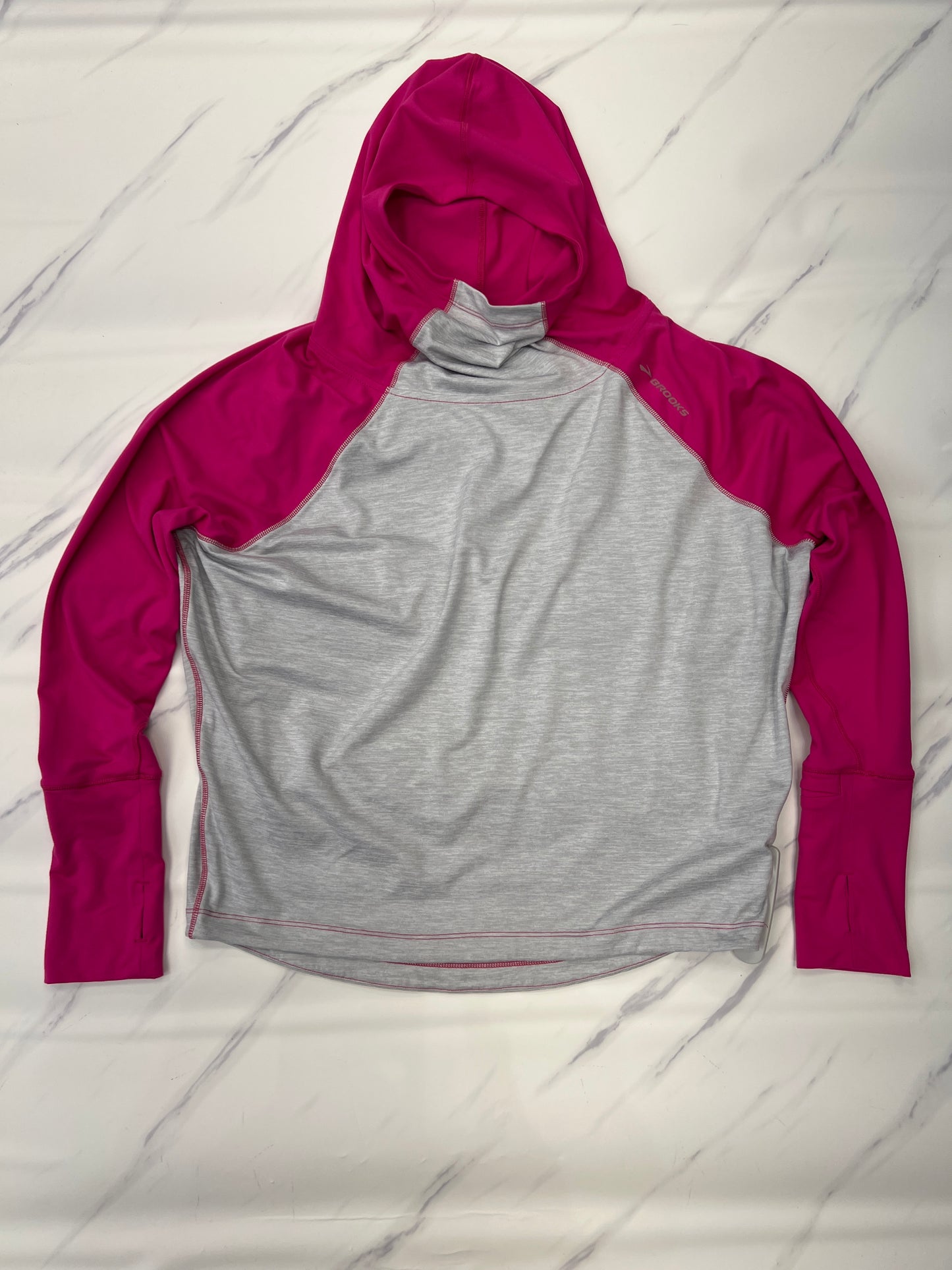 Athletic Top Long Sleeve Hoodie By Brooks In Pink, Size: S