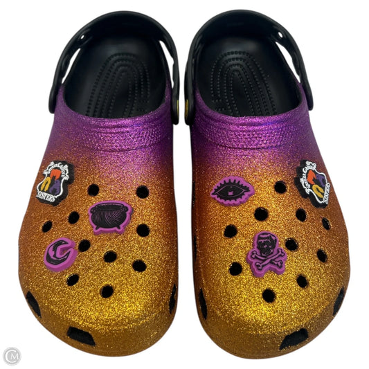 Shoes Flats By Crocs In Orange & Purple, Size: 11