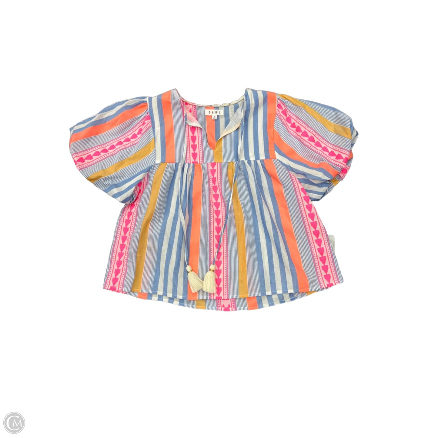 Top Short Sleeve By Thml In Striped Pattern, Size: Xs