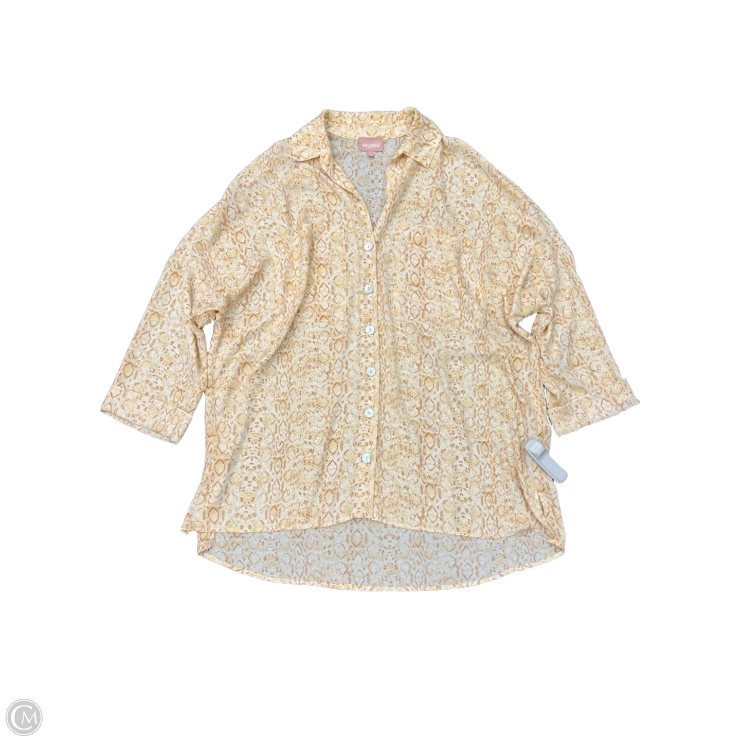 Top Long Sleeve By Mumu In Yellow, Size: L