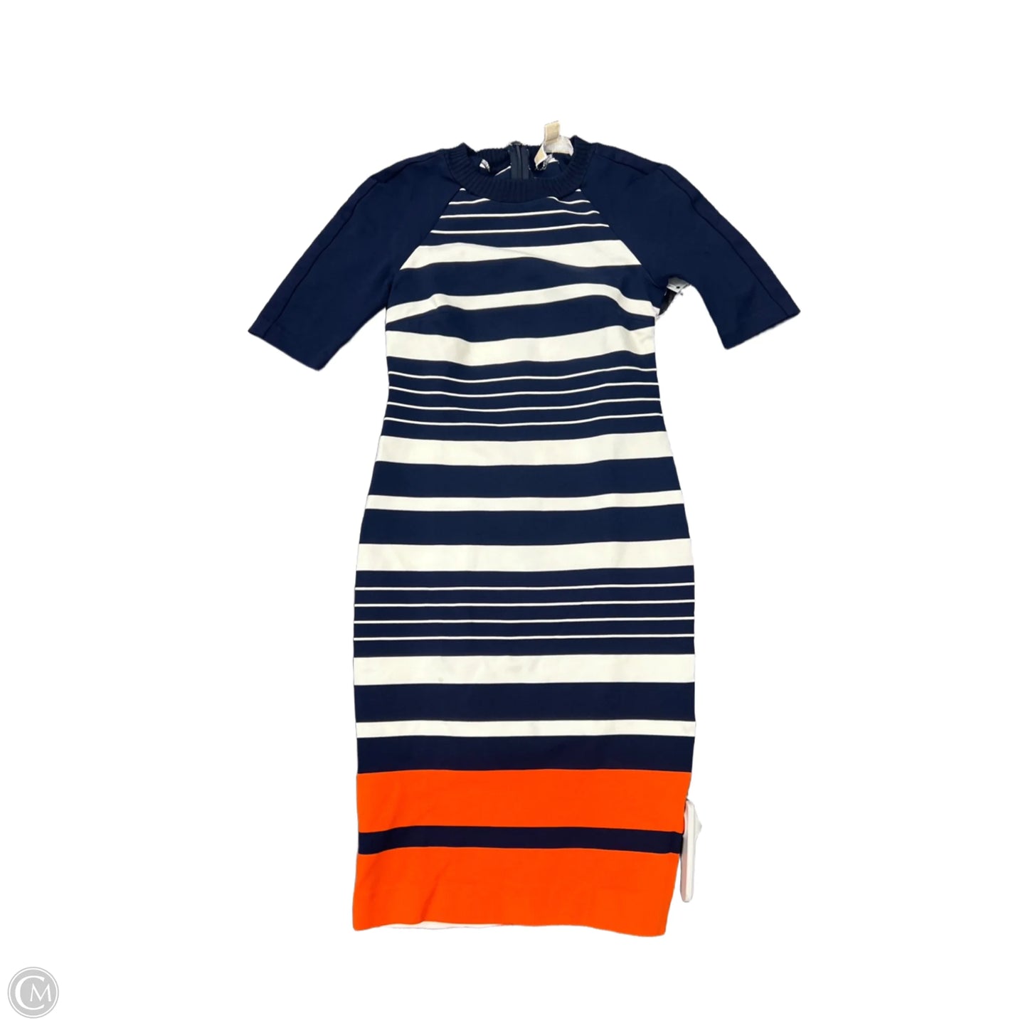 Dress Casual Midi By Michael By Michael Kors In Blue & Cream, Size: 0