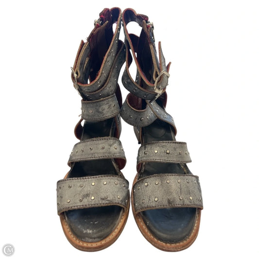Sandals Heels Block By Freebird In Grey, Size: 7