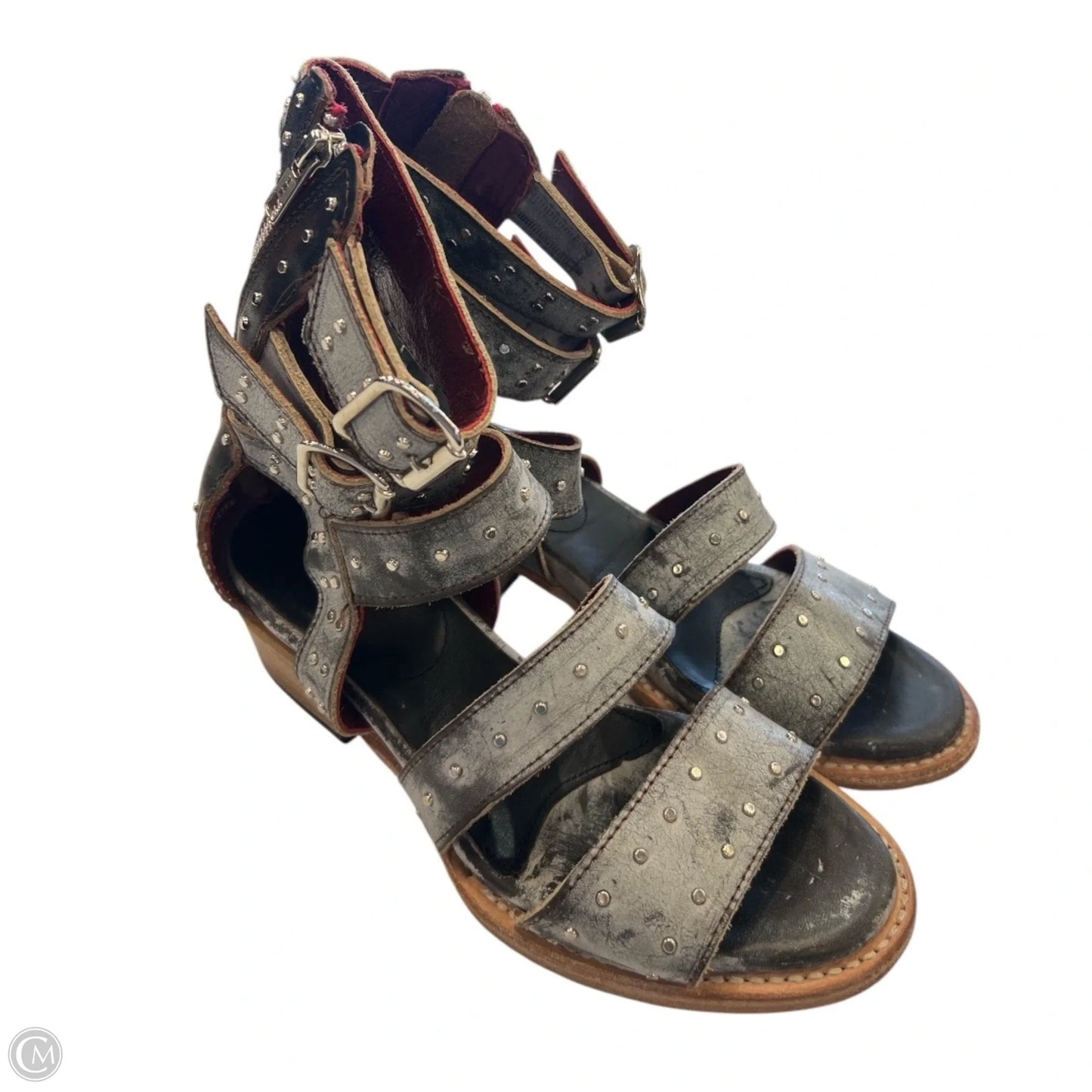 Sandals Heels Block By Freebird In Grey, Size: 7
