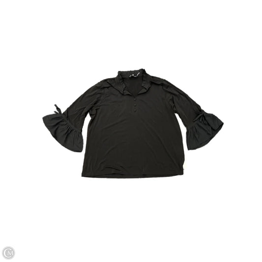 Top 3/4 Sleeve Designer By Karl Lagerfeld In Black, Size: 1x