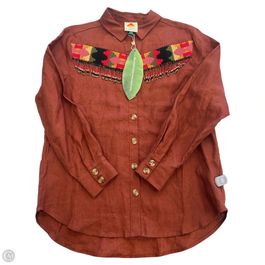 Top Long Sleeve By Farm Rio In Brown, Size: S
