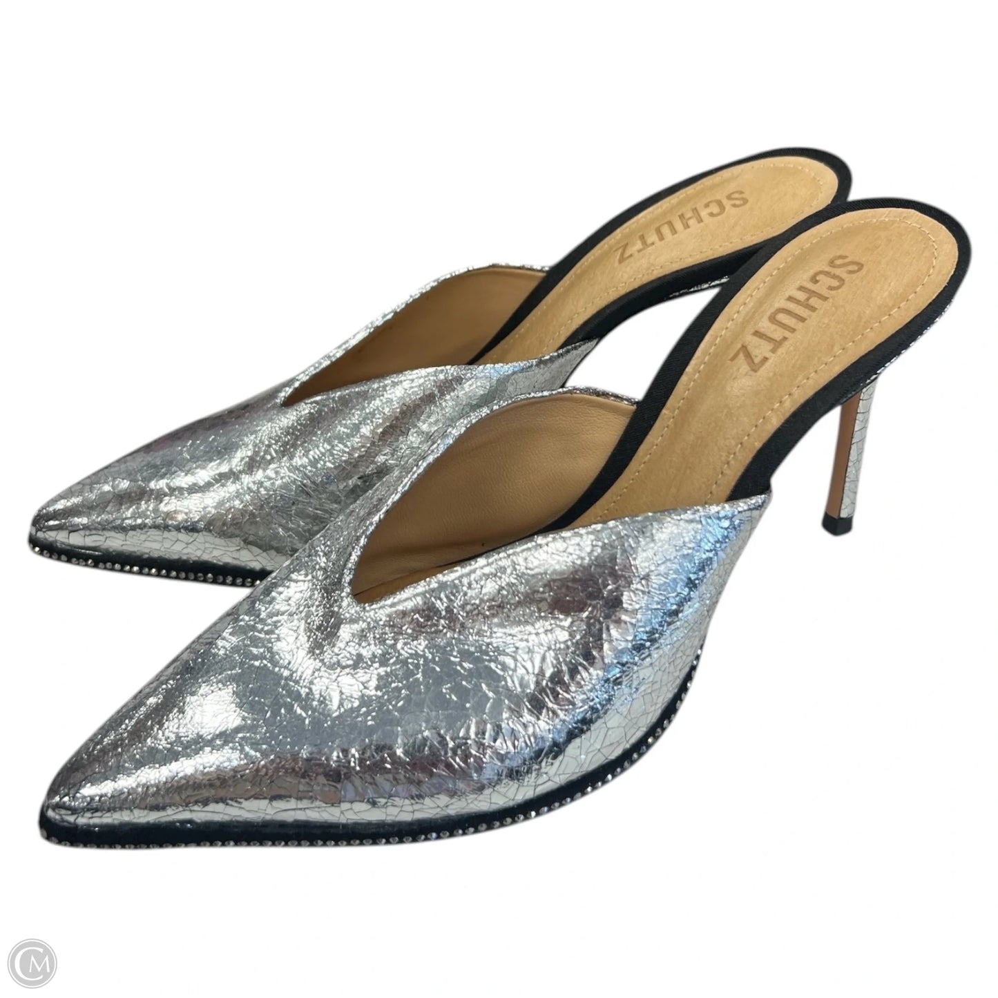 Shoes Heels Stiletto By Schutz In Silver, Size: 7.5