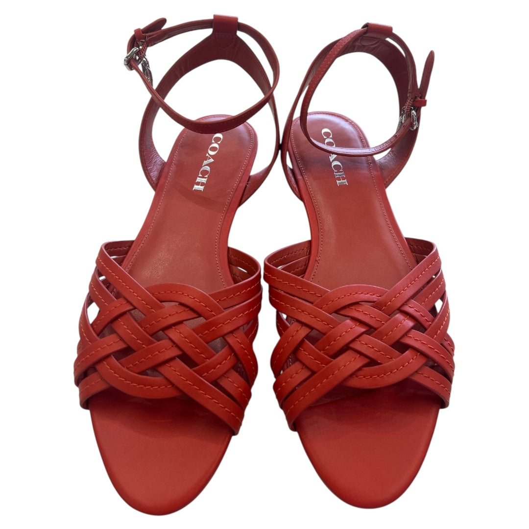 Sandals Designer By Coach In Red, Size:9.5