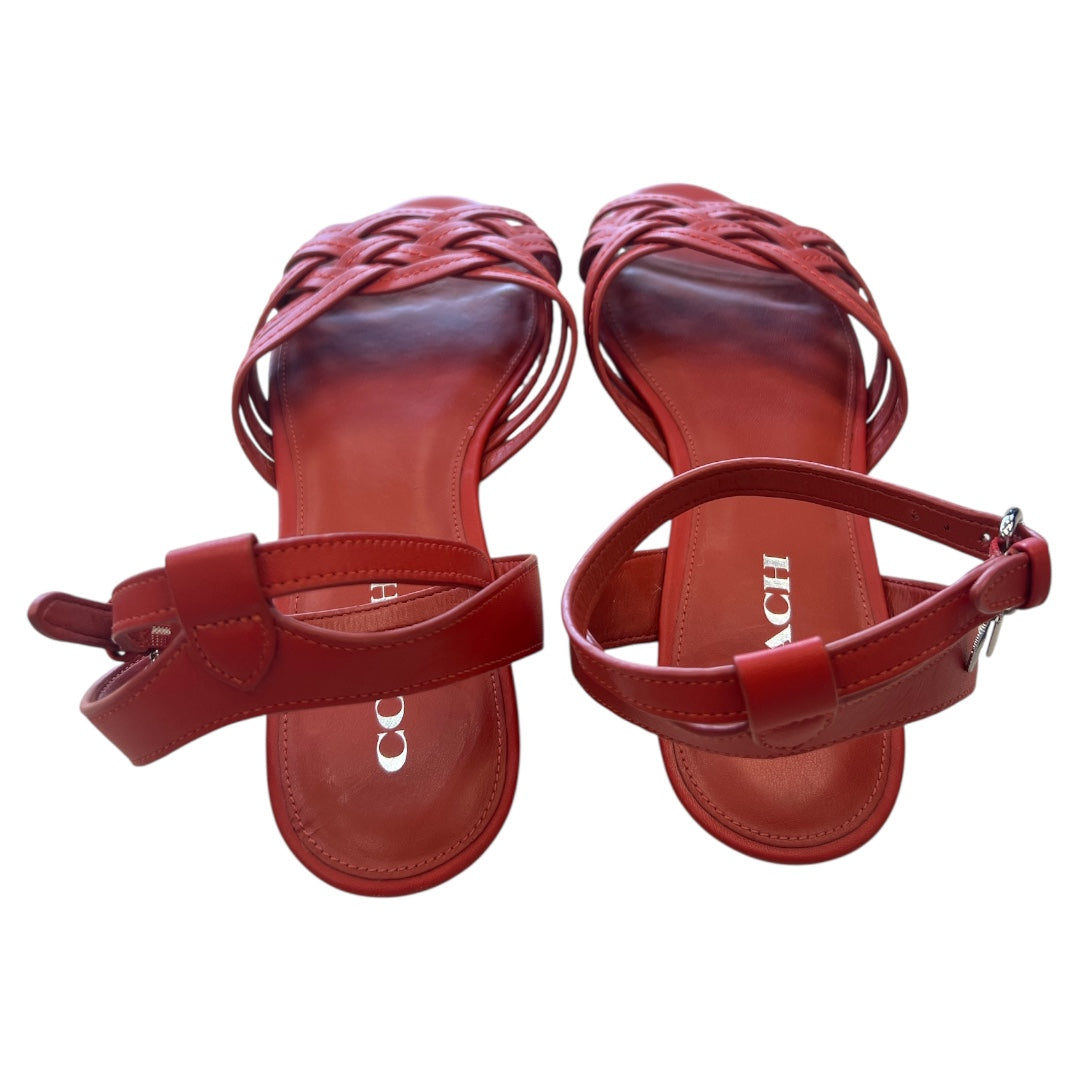 Sandals Designer By Coach In Red, Size:9.5
