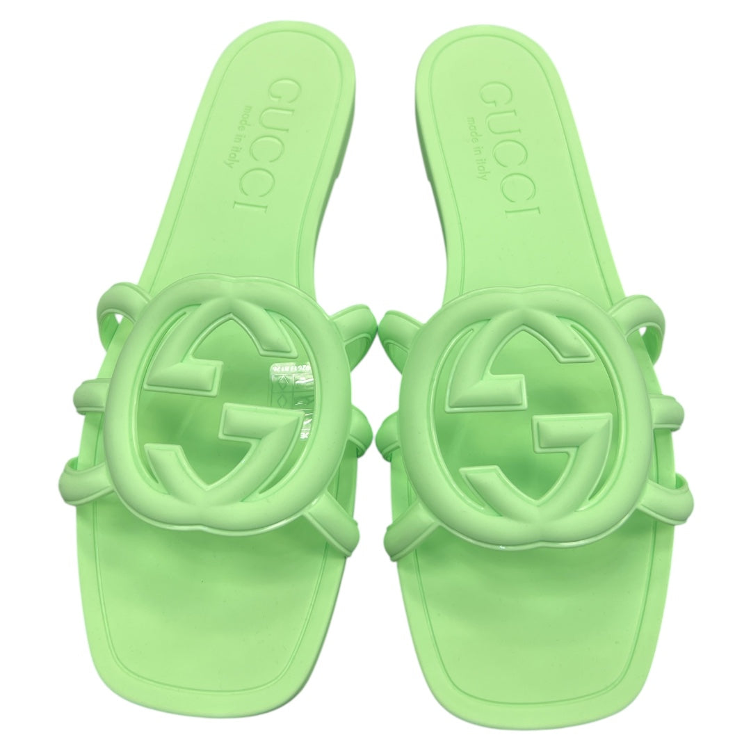 Sandals Luxury Designer By Gucci In Green, Size:8