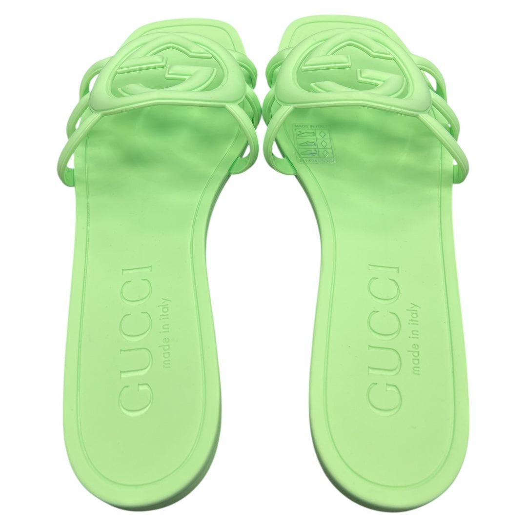 Sandals Luxury Designer By Gucci In Green, Size:8