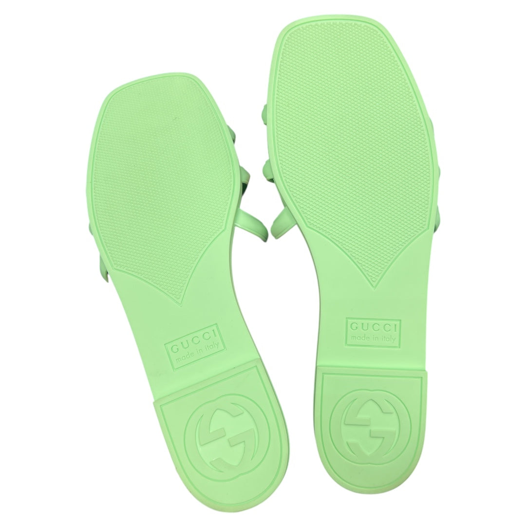 Sandals Luxury Designer By Gucci In Green, Size:8