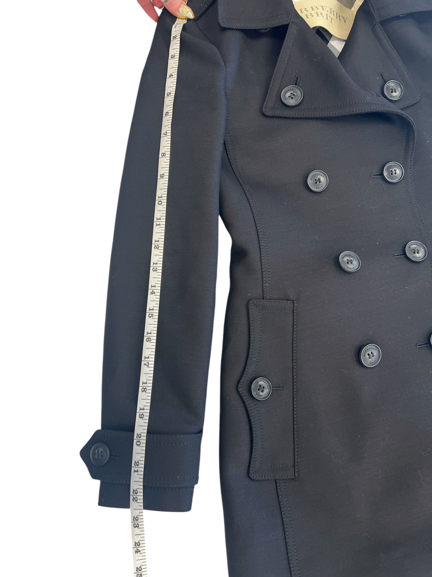 Coat Luxury Designer By Burberry In Black, Size: 2