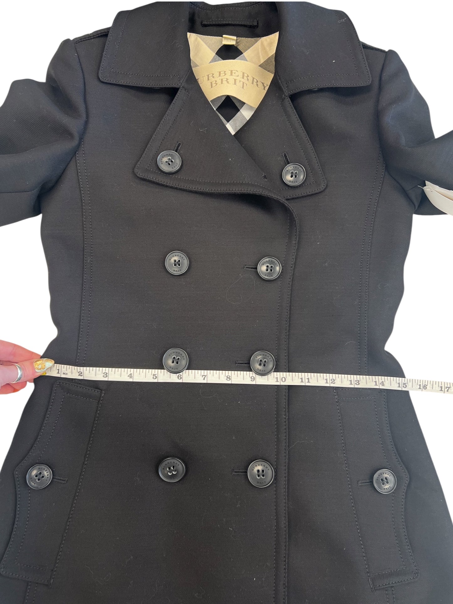 Coat Luxury Designer By Burberry In Black, Size: 2