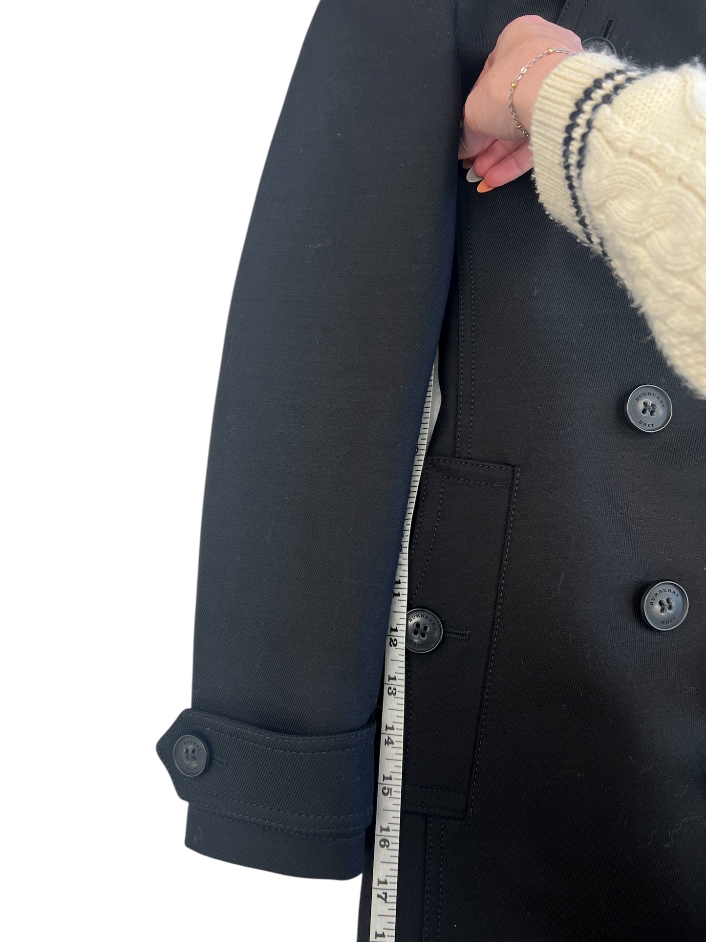 Coat Luxury Designer By Burberry In Black, Size: 2