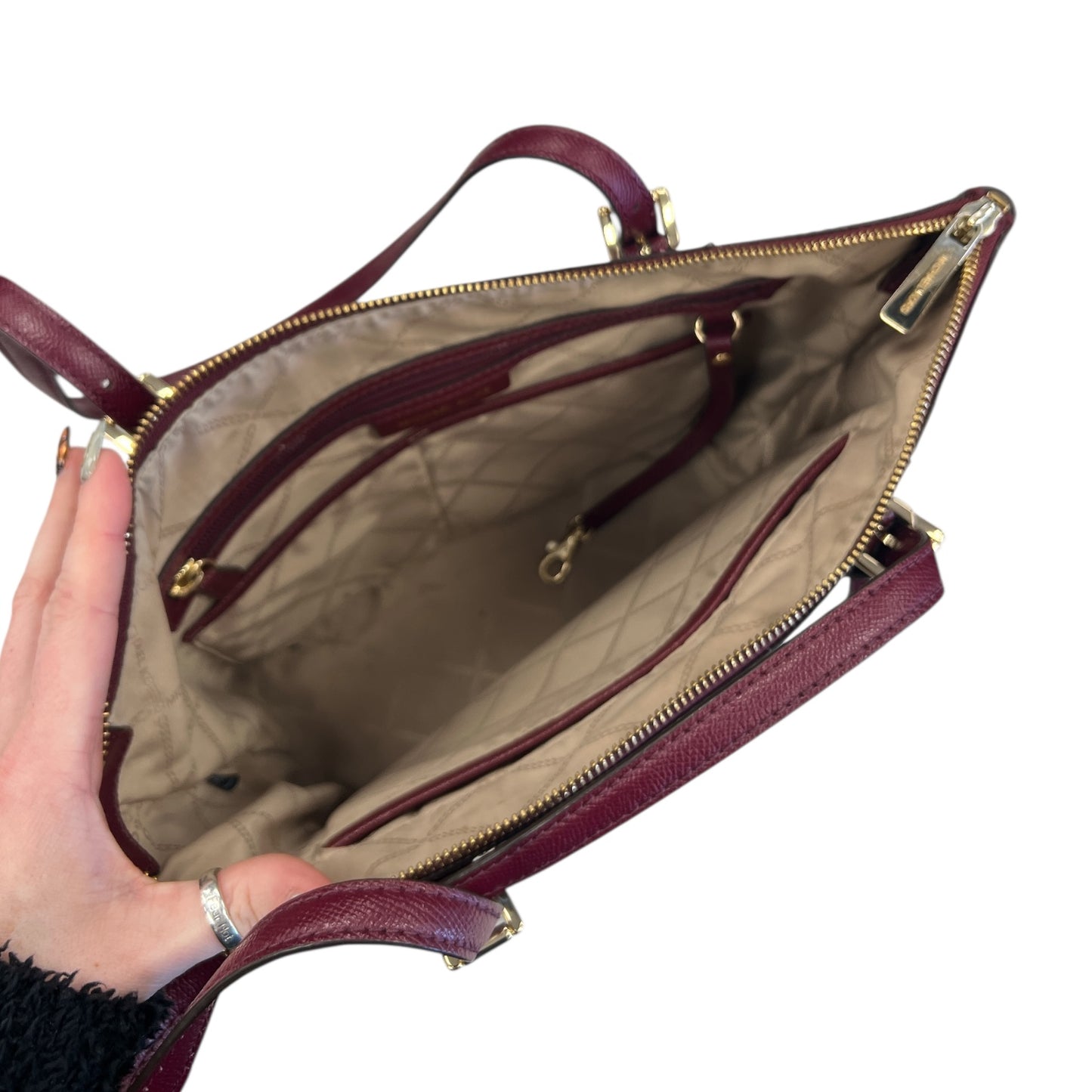 Handbag Designer By Michael Kors In Maroon, Size:Medium