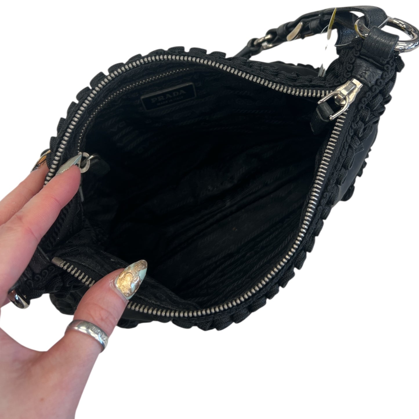 Handbag Luxury Designer By Prada In Black, Size:Small