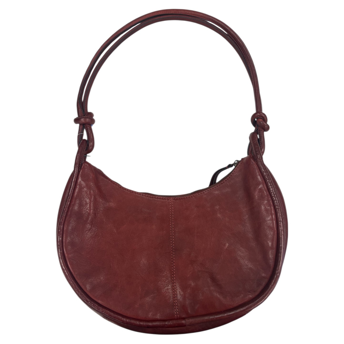 Handbag Leather By Clothes Mentor In Maroon, Size:Medium