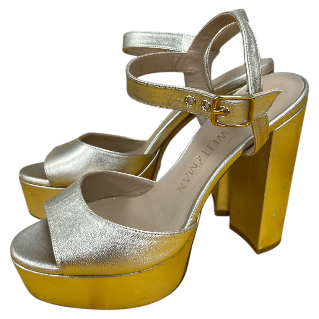 Sandals Designer By Stuart Weitzman In Gold, Size:7