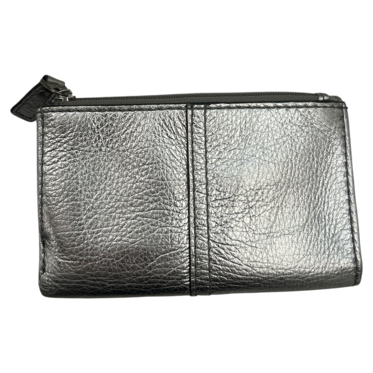 Wallet Leather By Fossil In Silver, Size:Small