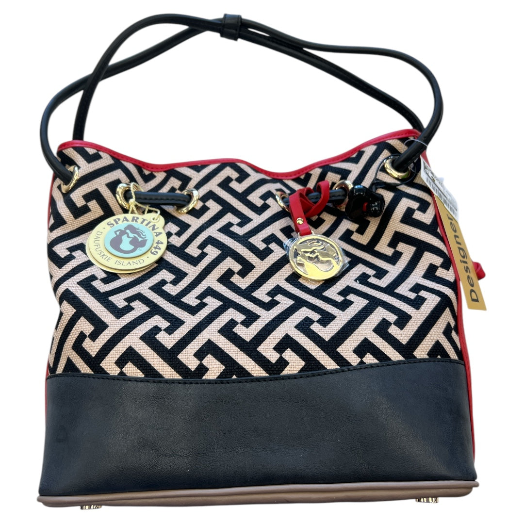 Handbag By Spartina In Black & Tan, Size:Large