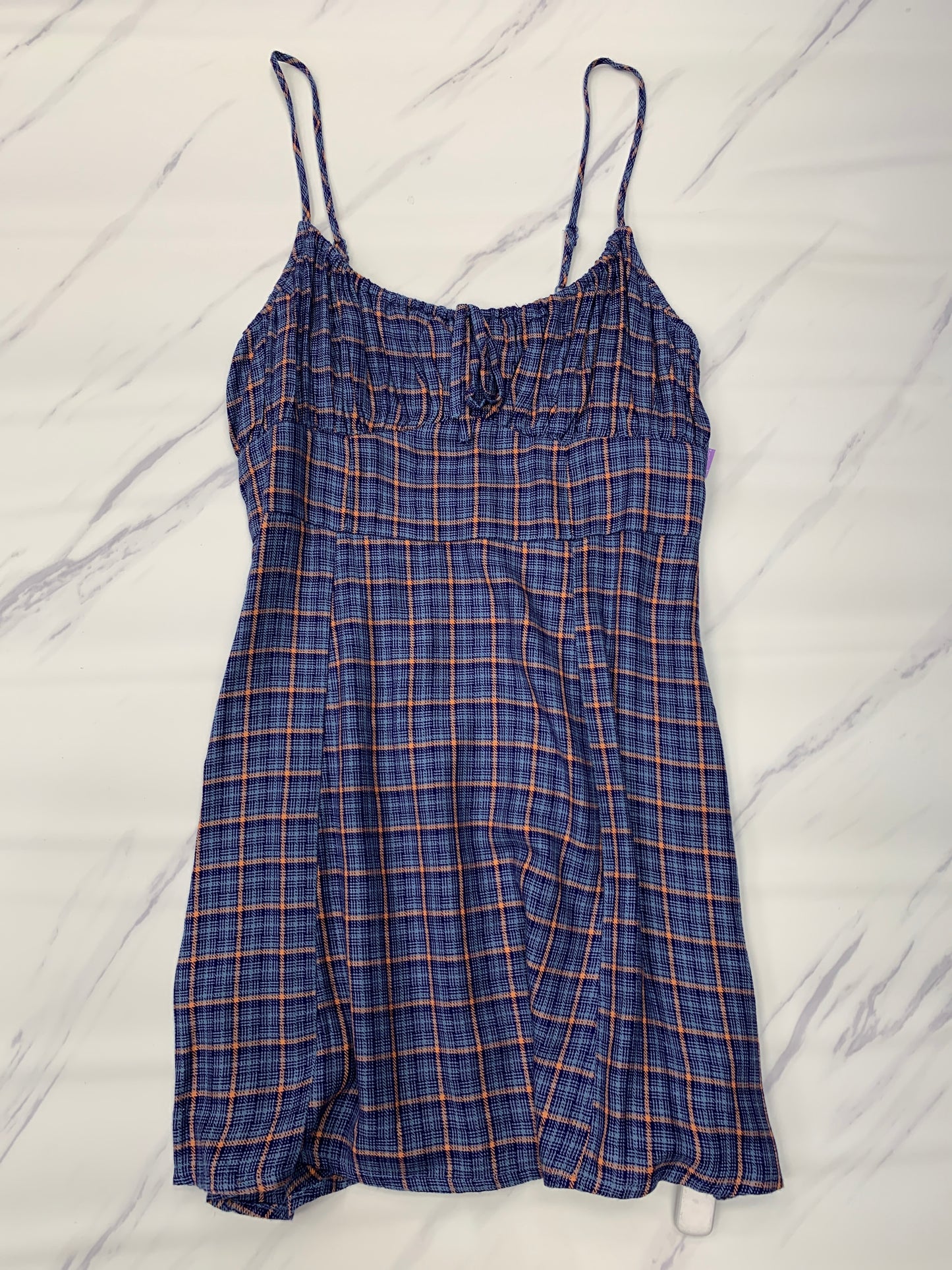 Plaid Pattern Dress Casual Short Bdg, Size L