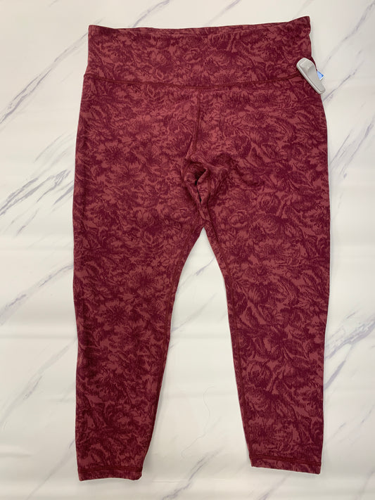 Athletic Leggings By Athleta In Maroon, Size: 3x