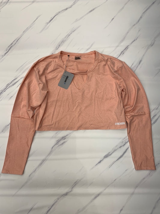 Athletic Top Long Sleeve Crewneck By Gym Shark In Peach, Size: L