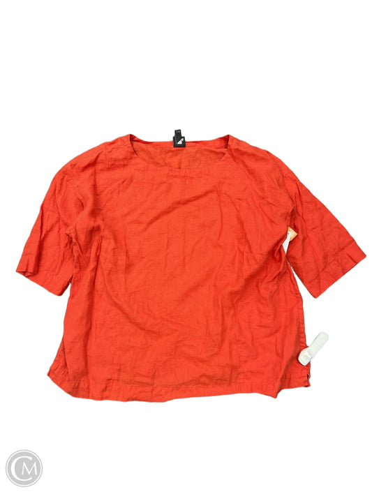 Top 3/4 Sleeve Designer By Eileen Fisher In Red, Size: L