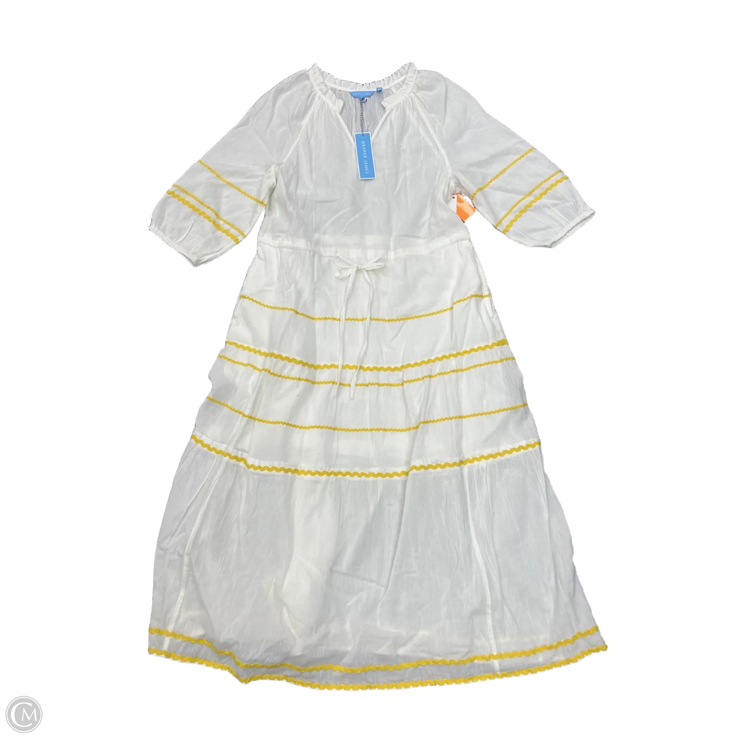 Dress Casual Midi By Draper James In White & Yellow, Size: M