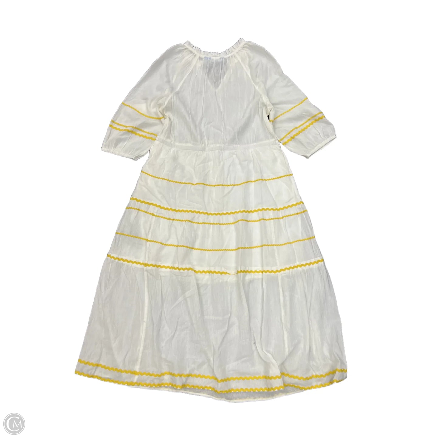 Dress Casual Midi By Draper James In White & Yellow, Size: M