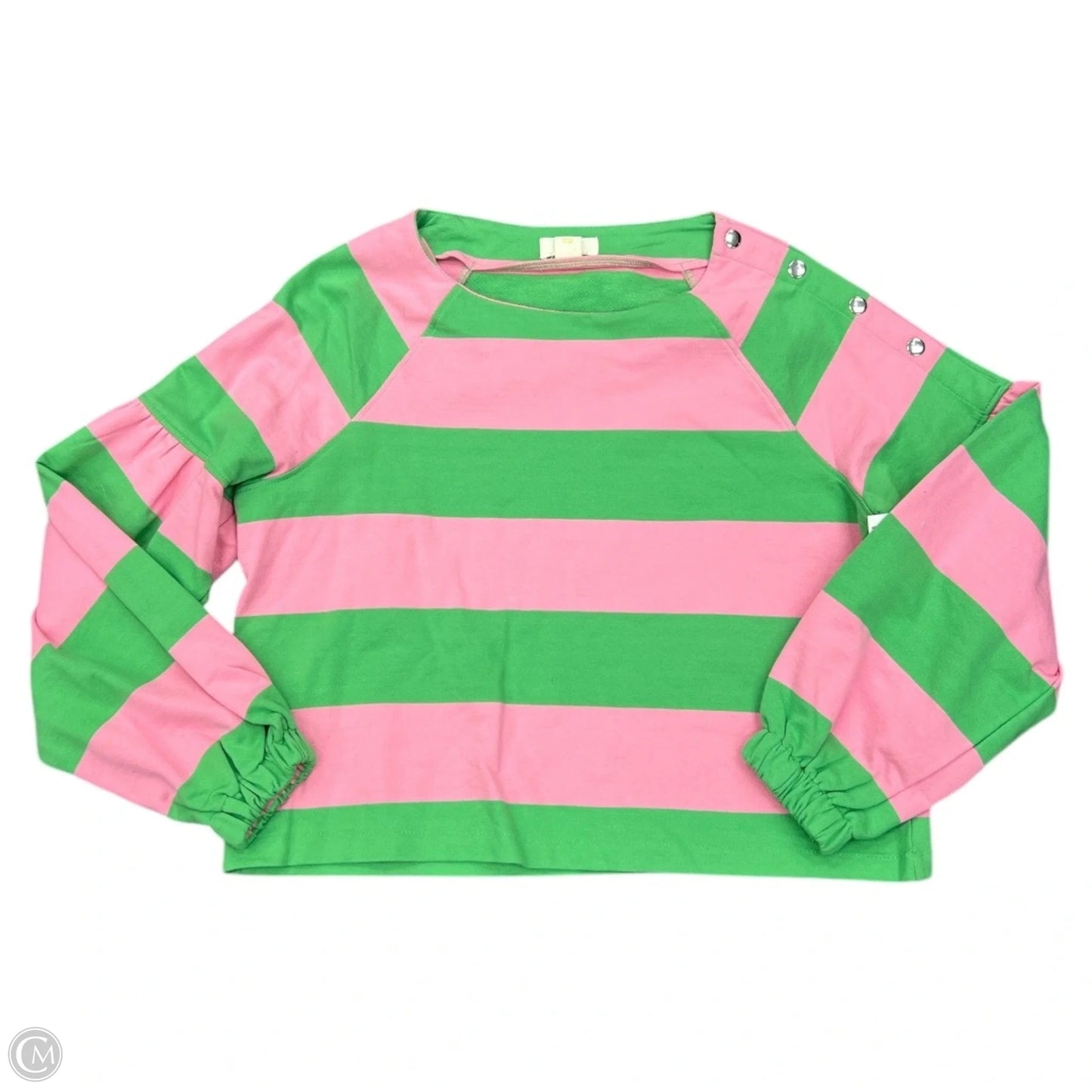 Top Long Sleeve By Maeve In Green & Pink, Size: S