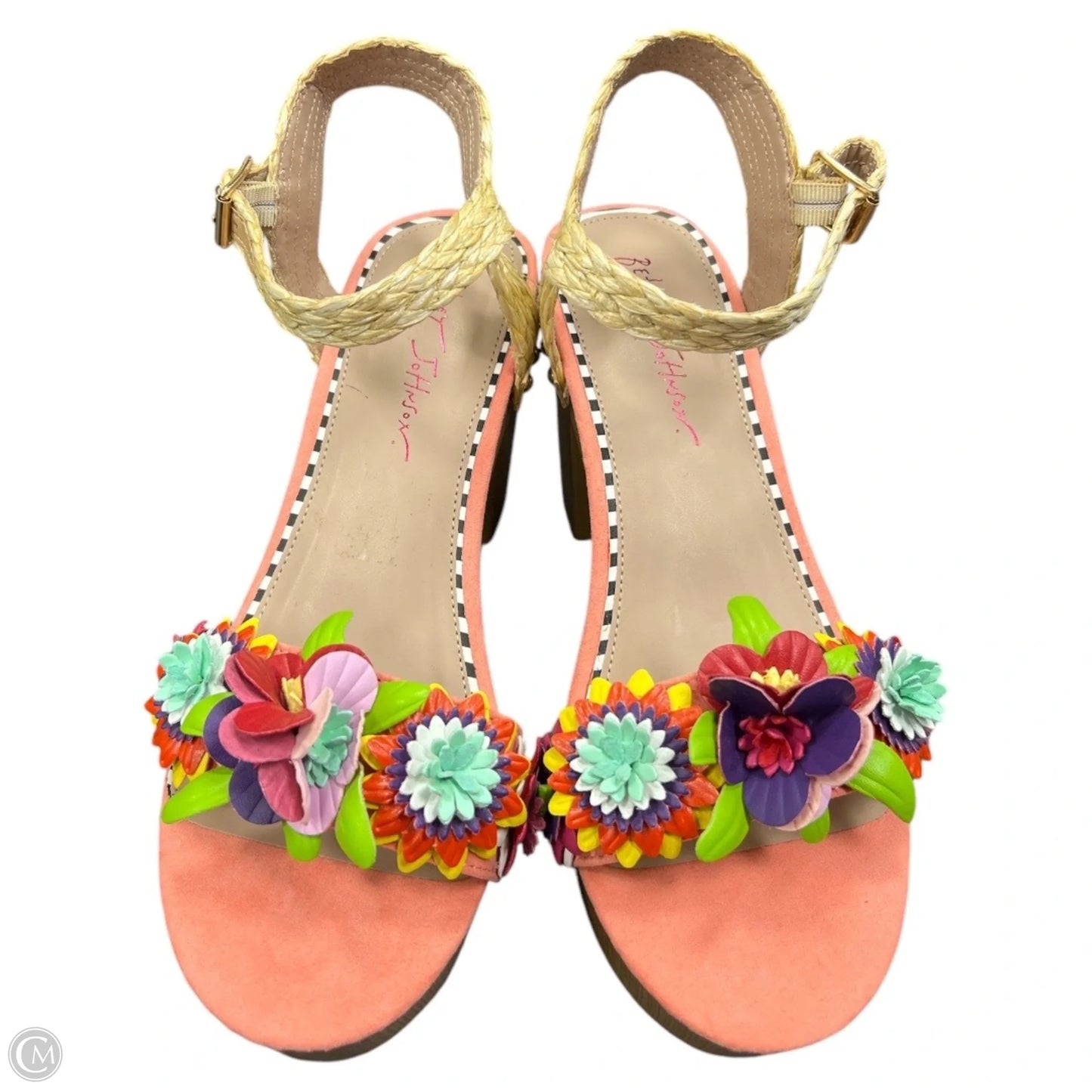 Sandals Heels Block By Betsey Johnson In Floral Print, Size: 10