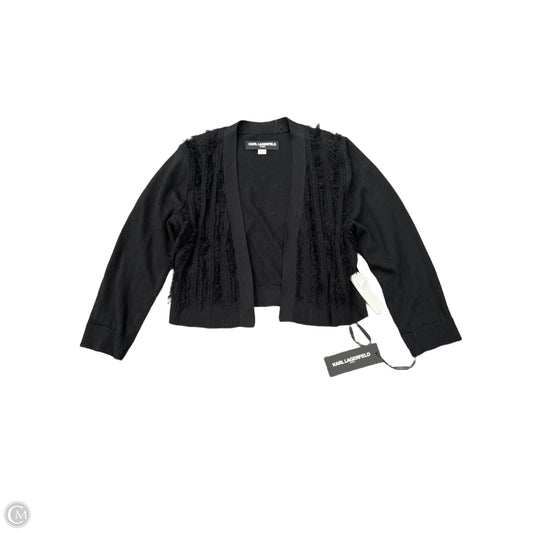 Sweater Cardigan Designer By Karl Lagerfeld In Beige, Size: M