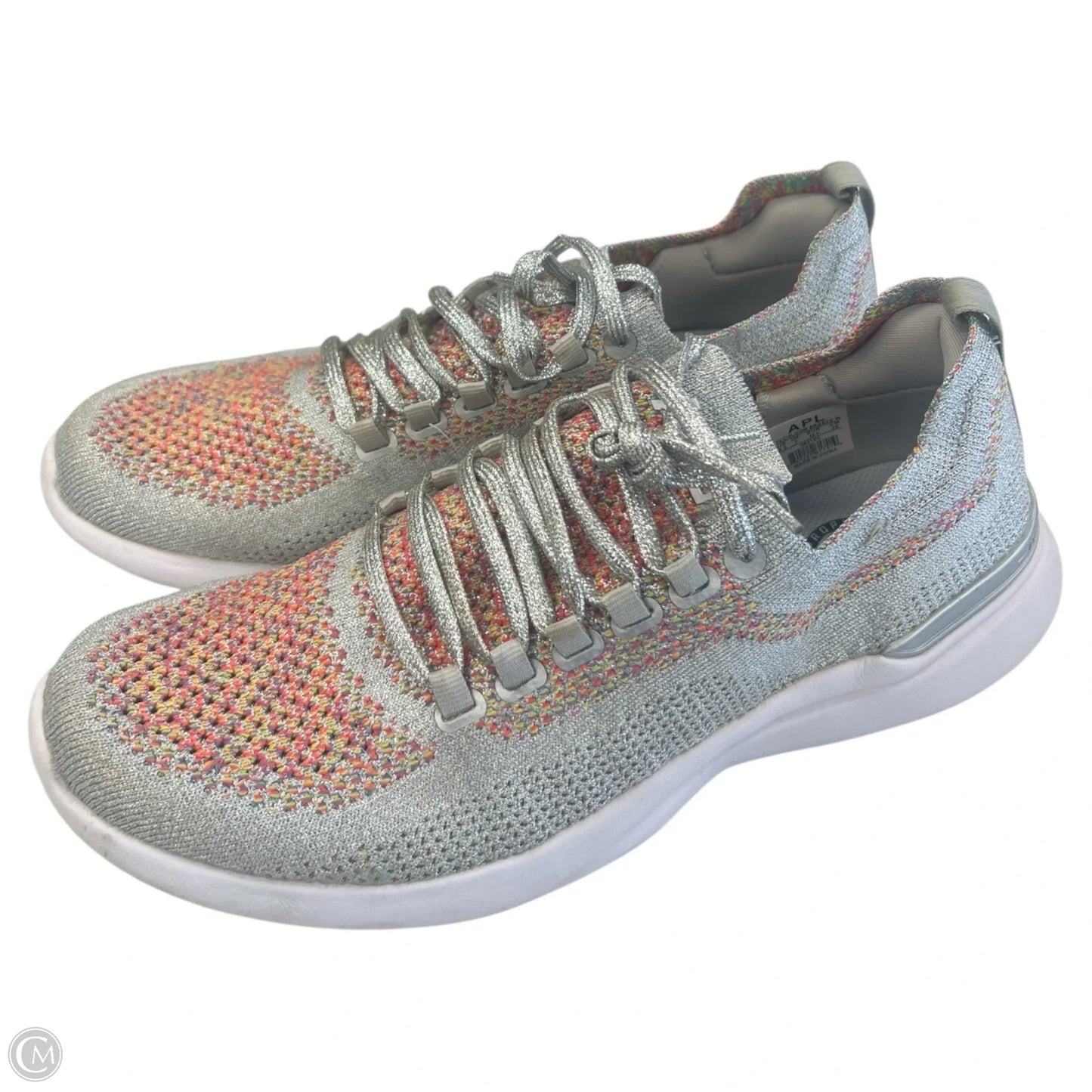 Shoes Designer By Apl In Silver, Size: 9