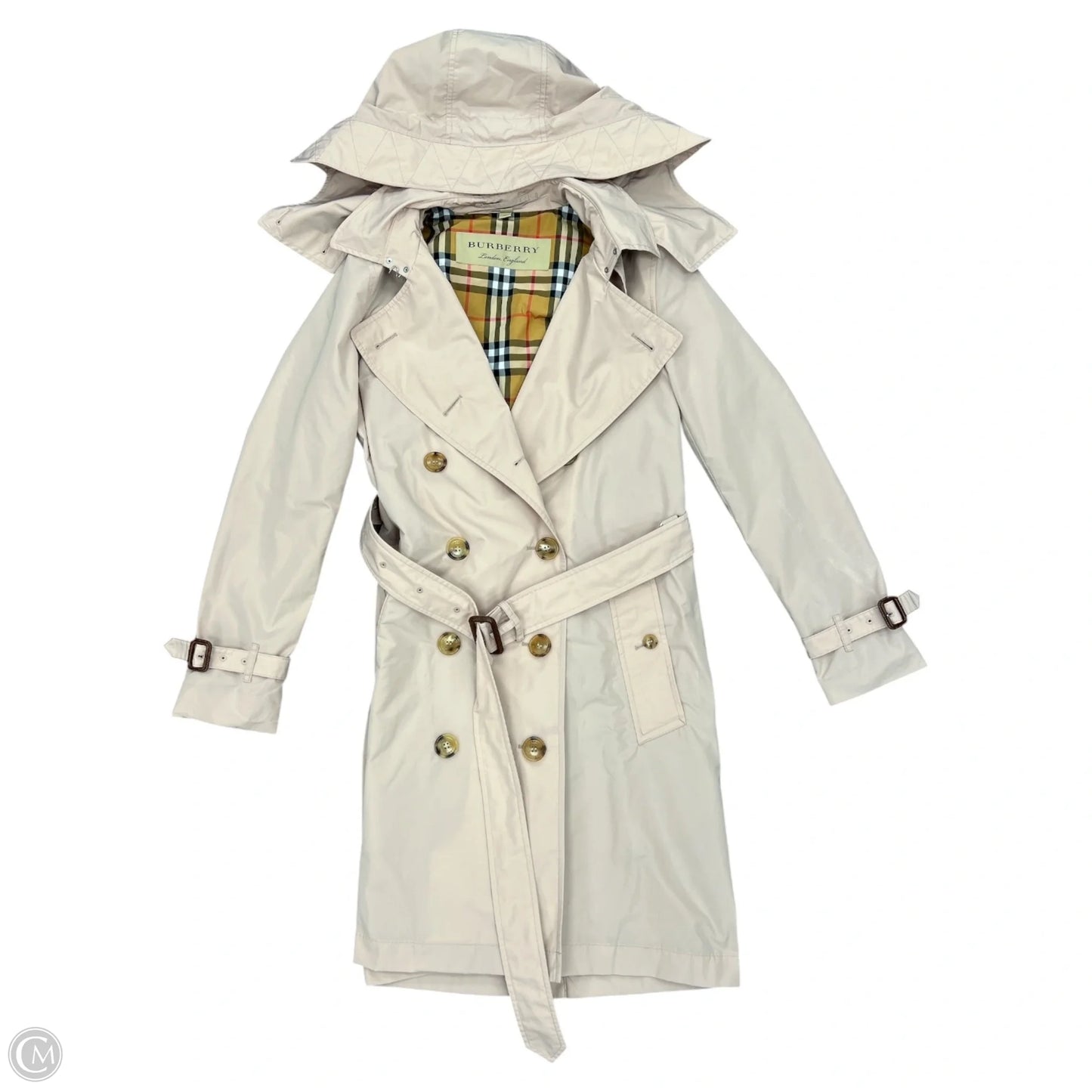 Coat Luxury Designer By Burberry In Tan, Size: 2