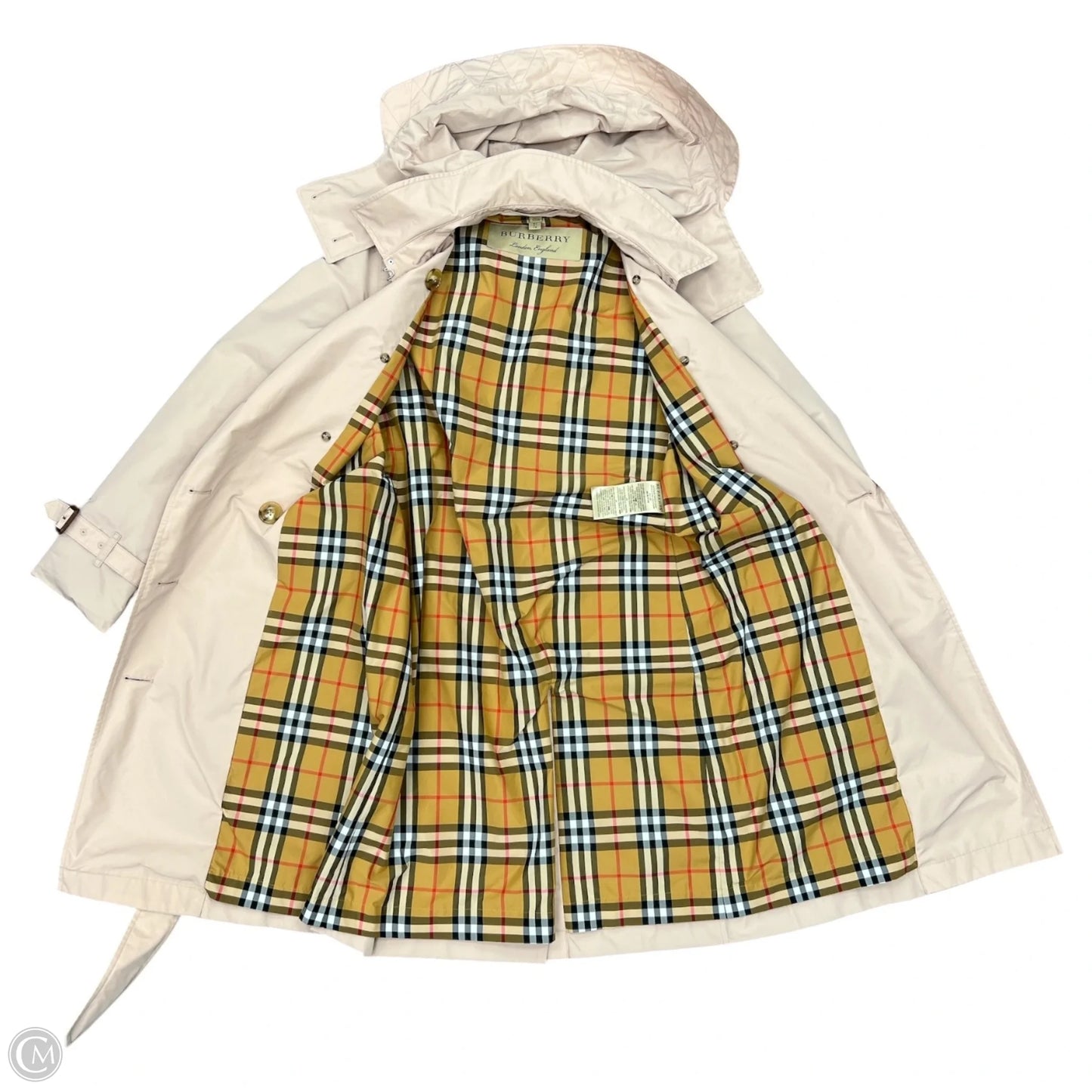 Coat Luxury Designer By Burberry In Tan, Size: 2