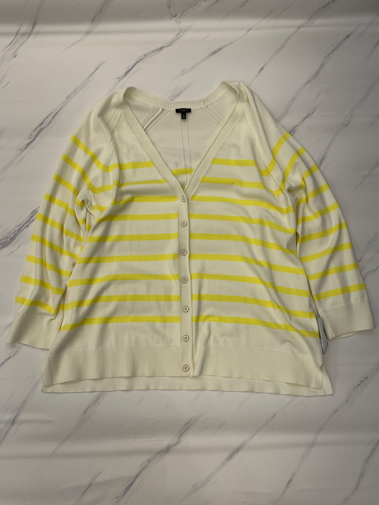 Sweater Cardigan By Talbots In Yellow, Size: 3x