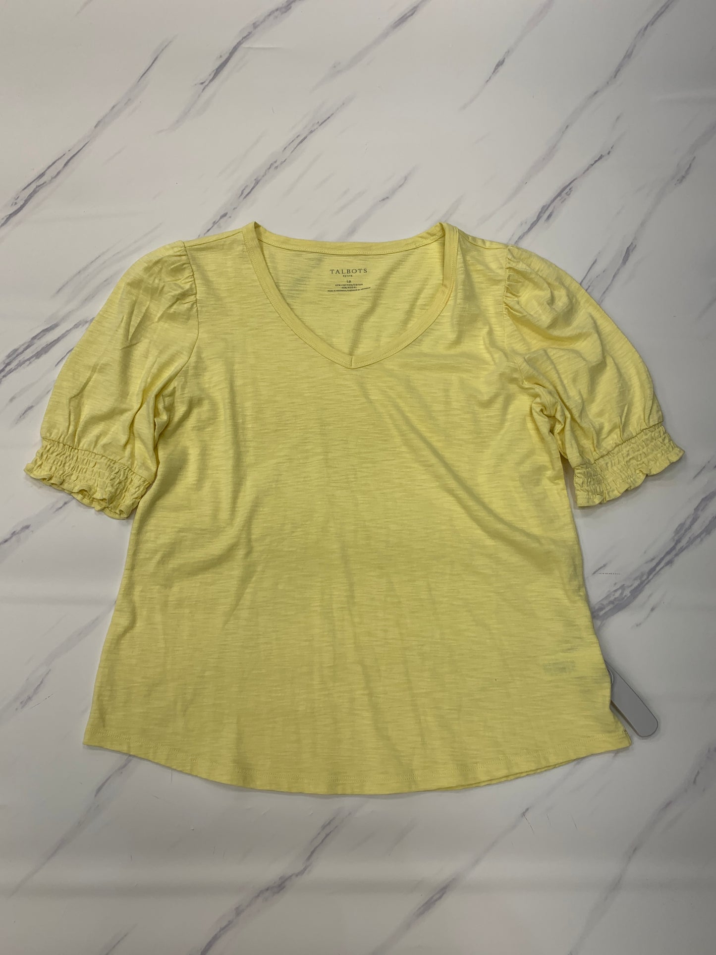 Top Short Sleeve By Talbots In Yellow, Size: Petite L