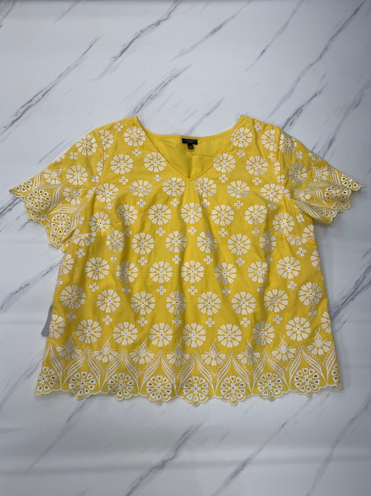 Top Short Sleeve By Talbots In Yellow, Size: 18