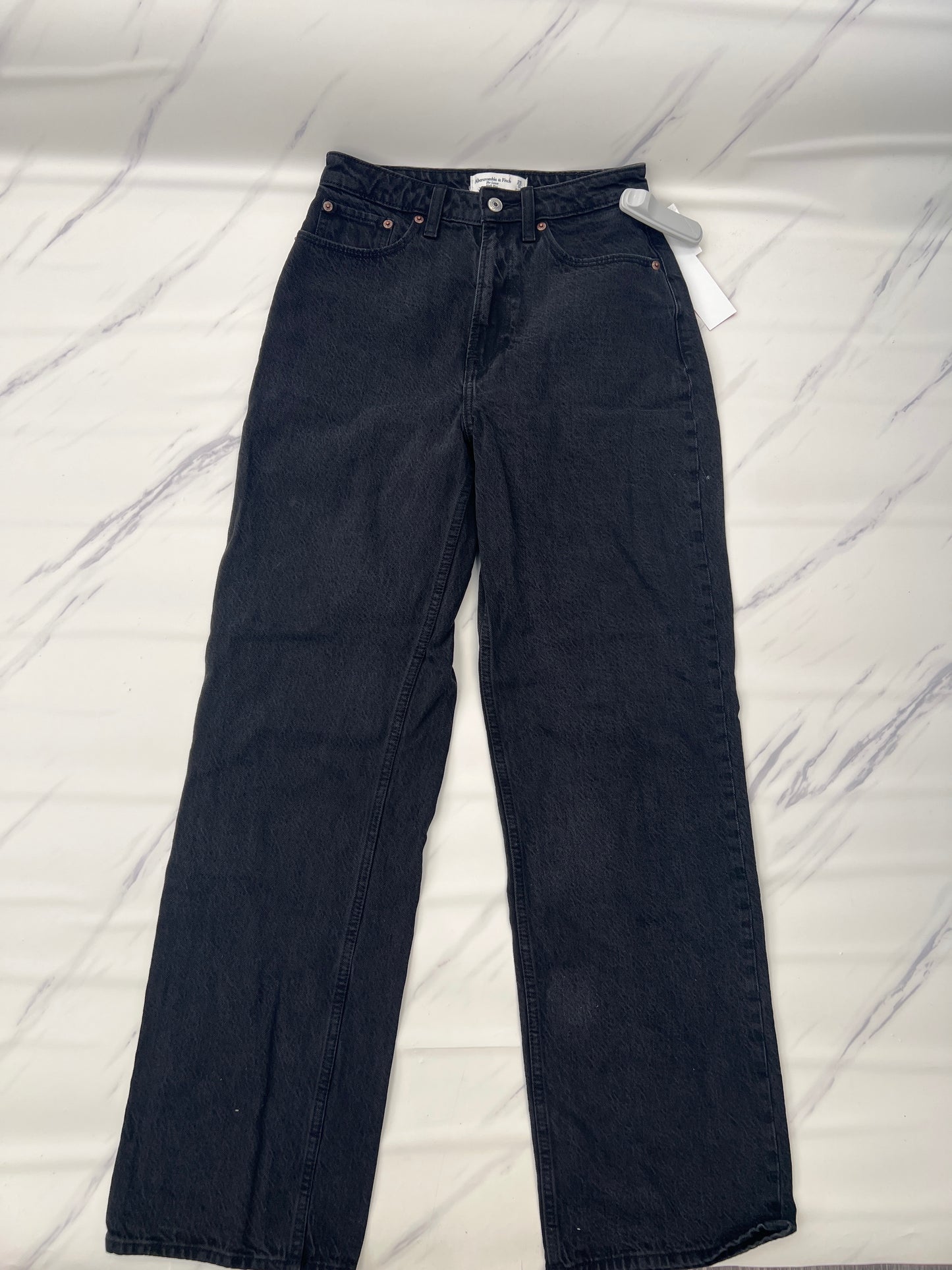 Jeans Straight By Abercrombie And Fitch In Black, Size: 0