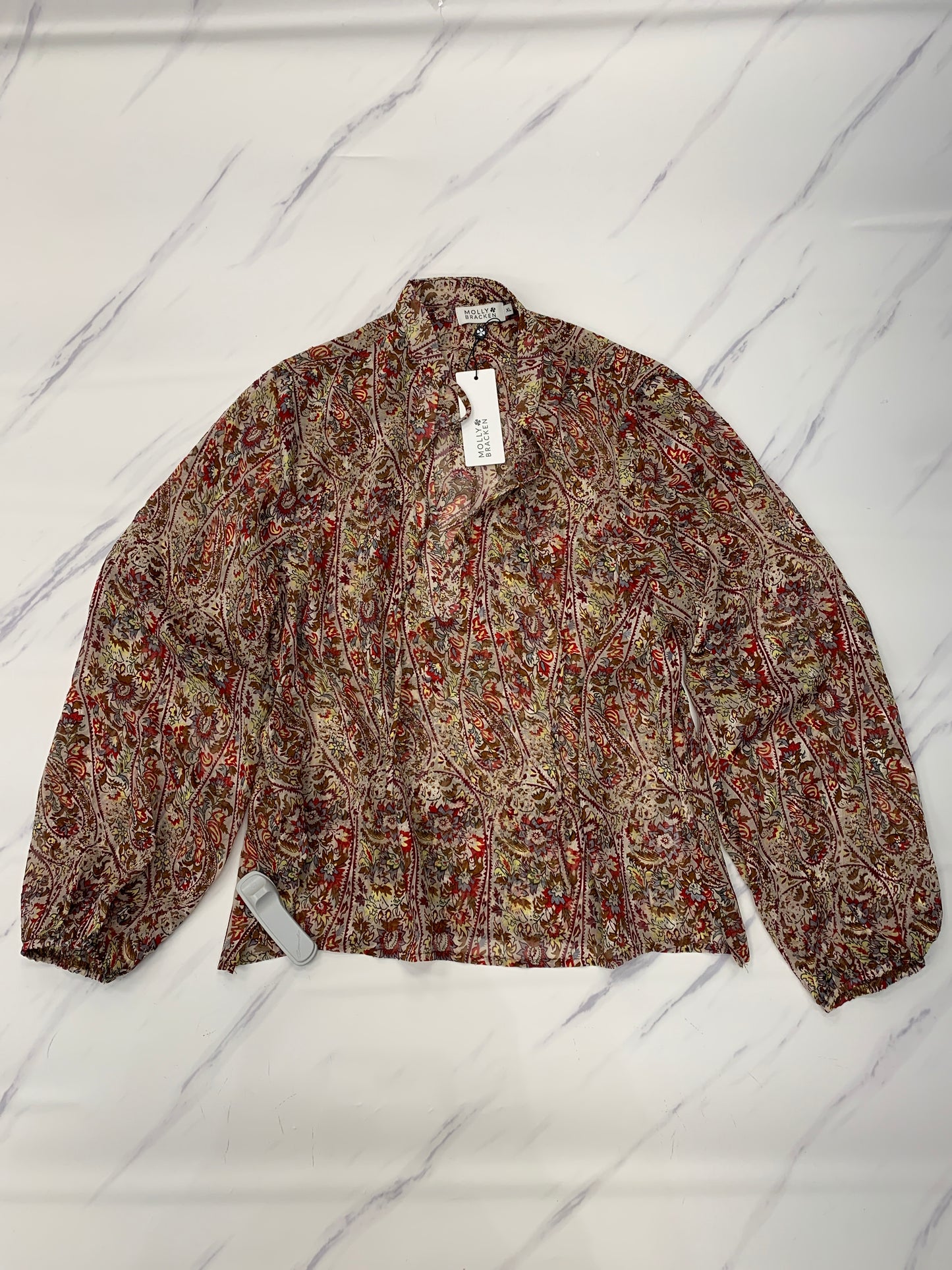 Top Long Sleeve By Molly Bracken In Floral Print, Size: Xl