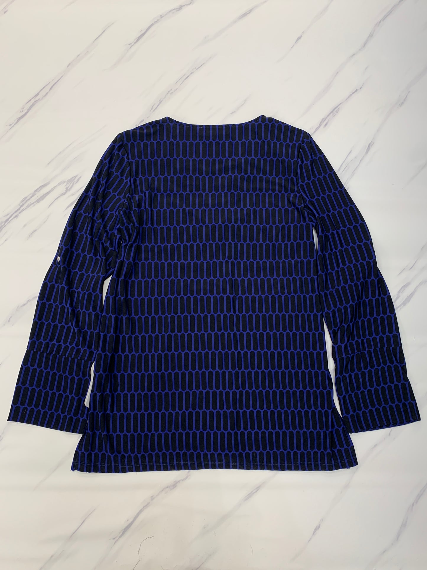 Top Long Sleeve By Michael By Michael Kors In Black & Blue, Size: L