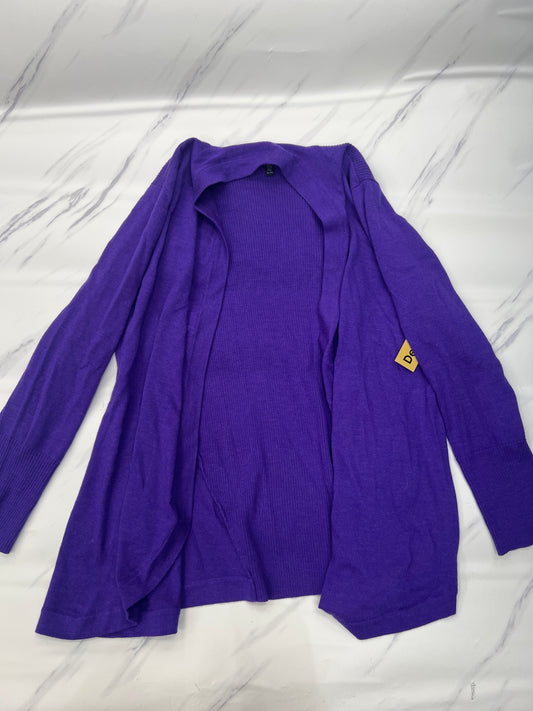 Sweater Cardigan By Eileen Fisher In Purple, Size: Xl